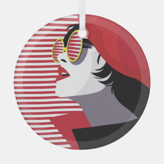 Pop Art Fashion Woman Vintag Ornament Aus Glas