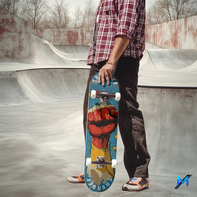 Pop Art Faust mit Comic Burst - Fett Retro Vibe Skateboard (Von Creator hochgeladen)