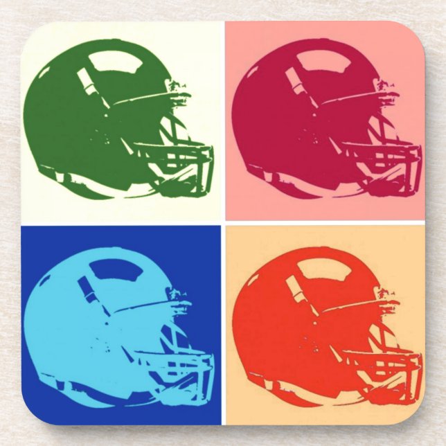 Pop Art Football Helm Hard Plastic Untersetzer (Vorderseite)