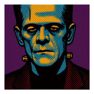 Pop Art Frankenstein Canvas Print Poster