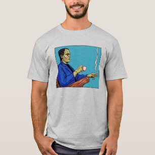 Pop Art Frankenstein-Monster beim Teetrinken Halbt T-Shirt