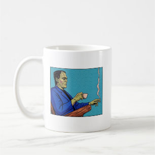 Pop-Art-Frankensteinmonster beim Teetrinken Halbto Kaffeetasse