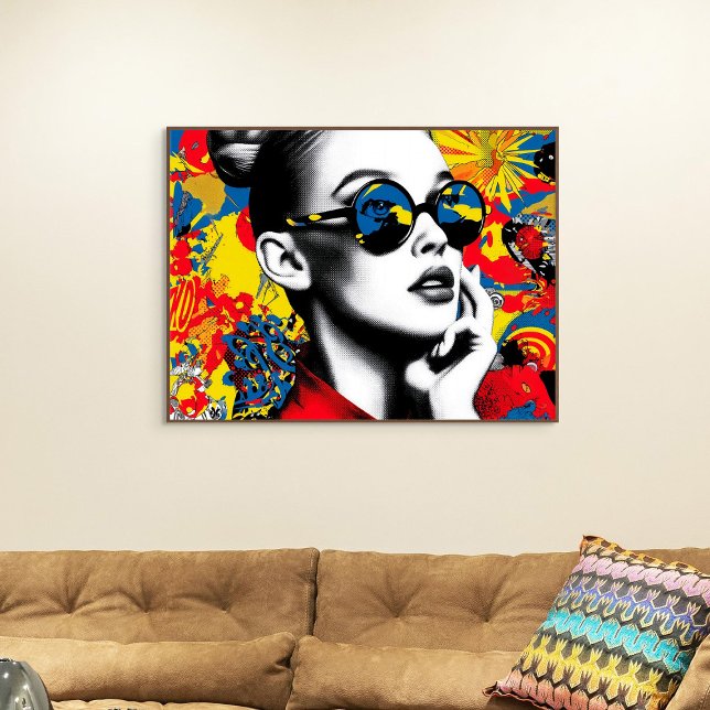 Pop-Art-Frau mit Sonnenbrille Leinwanddruck (Von Creator hochgeladen)