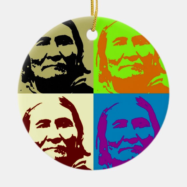Pop Art Freedom Fighter Geronimo Keramik Ornament (Vorne)