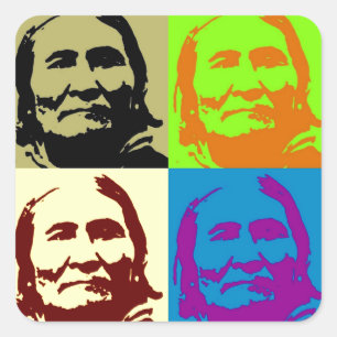 Pop Art Freedom Fighter Geronimo Quadratischer Aufkleber
