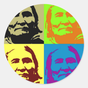 Pop Art Freedom Fighter Geronimo Runder Aufkleber