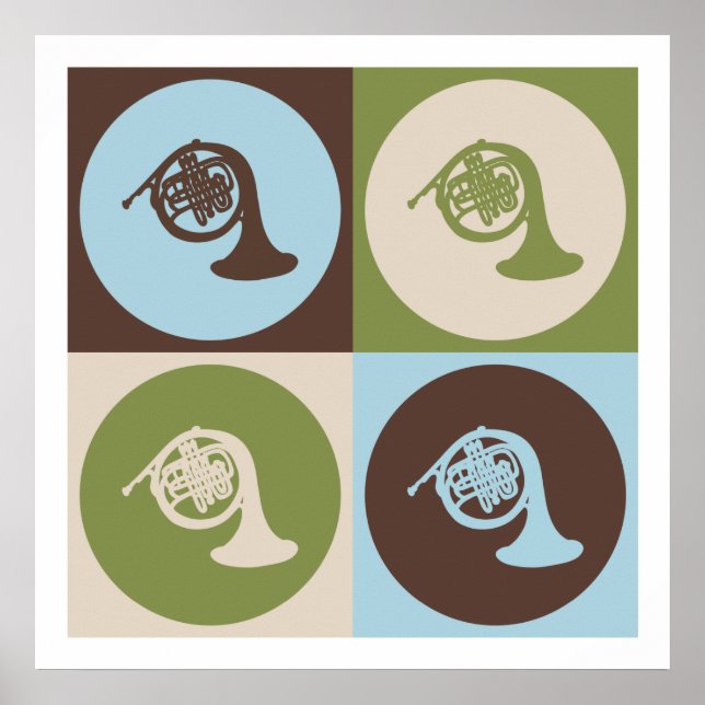 Pop Art French Horn Poster (Vorne)