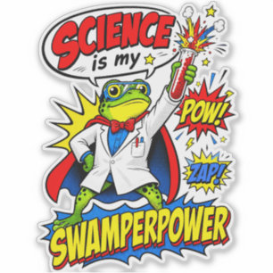 Pop Art Frosch Wissenschaftler Science is My Swamp Aufkleber