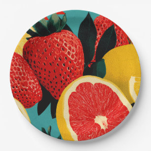Pop Art Fruit Collage Illustration Pappteller
