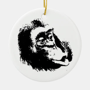 Pop Art Funny Chimpanzee Keramik Ornament