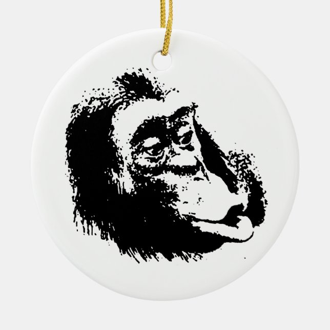 Pop Art Funny Chimpanzee Keramik Ornament (Vorne)