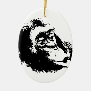 Pop Art Funny Chimpanzee Keramik Ornament
