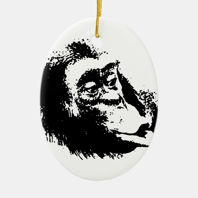 Pop Art Funny Chimpanzee Keramik Ornament (Vorne)