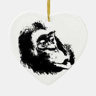 Pop Art Funny Chimpanzee Keramik Ornament