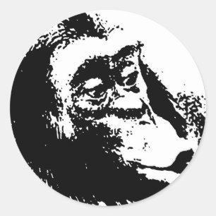 Pop Art Funny Chimpanzee Runder Aufkleber