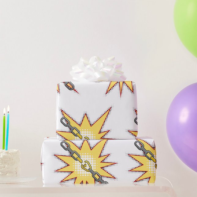 Pop Art gebrochen Kettenexplosion kühne Comic Stil Geschenkpapier (Von Creator hochgeladen)