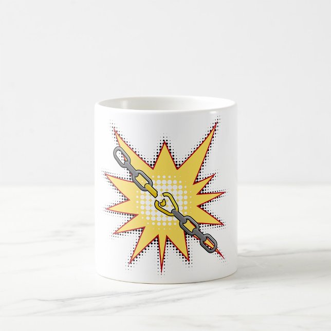 Pop Art gebrochen Kettenexplosion kühne Comic Stil Kaffeetasse (Von Creator hochgeladen)