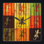 Pop Art Geckos Quadratische Wanduhr<br><div class="desc">Pop Art Geckos. Design ist auf anderen Produkten erhältlich.</div>