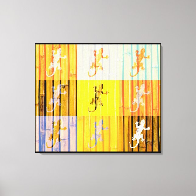 Pop Art Geckos - Wrapped Canvas Leinwanddruck (Vorderseite)