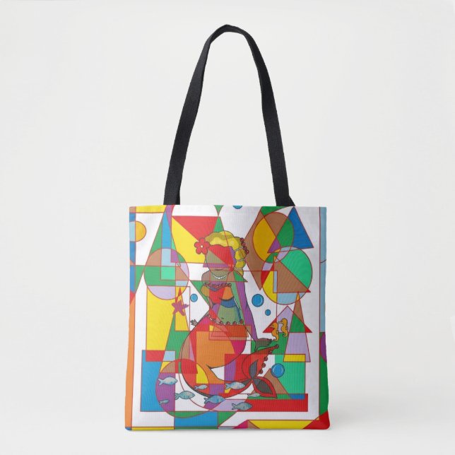 Pop Art Geometric Mermaid Triangle Tote Bag (Vorderseite)