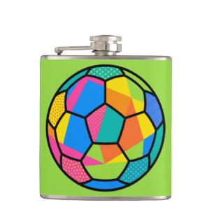 Pop-Art Geometrische Fußballball-Kunst Flachmann