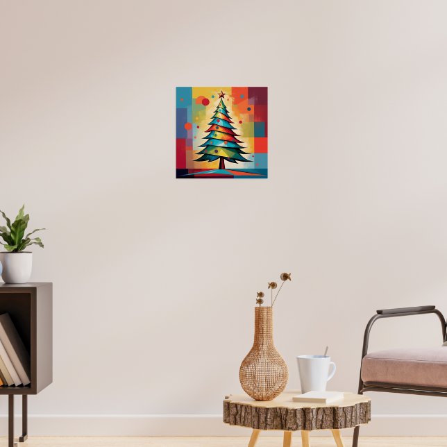 Pop-Art-Geometrischer-Christbaum-auf-Quadraten Poster (Wohnzimmer 3)