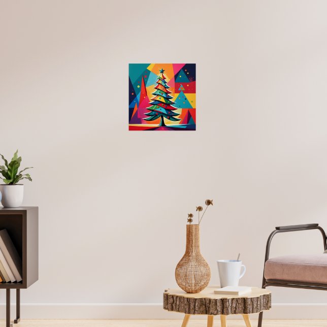 Pop-Art-Geometrischer geschichteter Weihnachtsbaum Poster (Wohnzimmer 3)