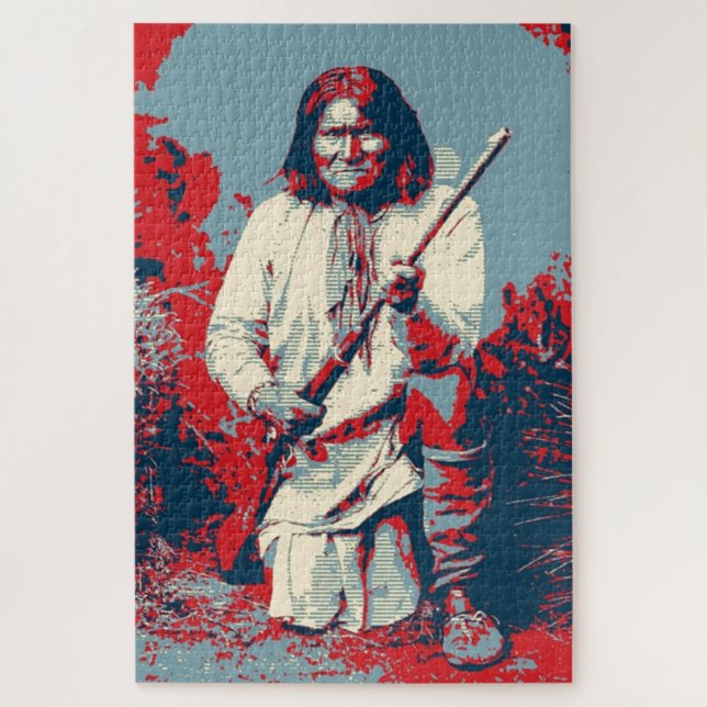 Pop Art Geronimo Indianerlegende Leiterin Puzzle (Vertikal)