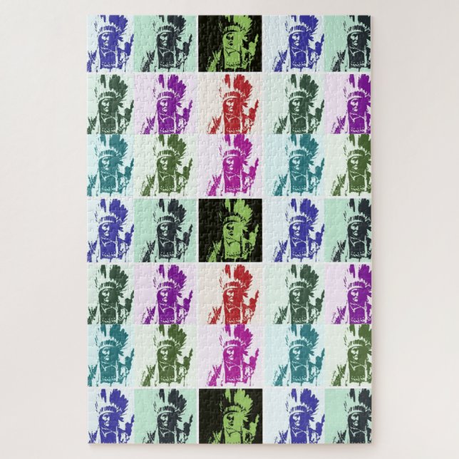 Pop Art Geronimo Indianerlegende Leiterin Puzzle (Vertikal)
