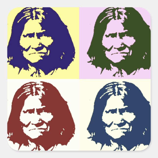 Pop Art Geronimo Quadratischer Aufkleber (Vorderseite)