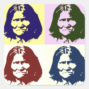 Pop Art Geronimo Quadratischer Aufkleber