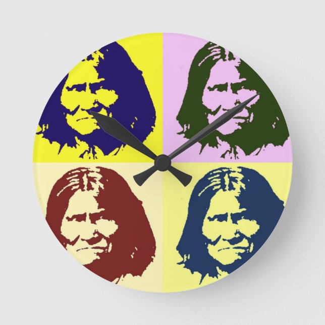 Pop Art Geronimo Runde Wanduhr (Vorderseite)