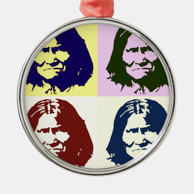 Pop Art Geronimo Silbernes Ornament (Vorne)