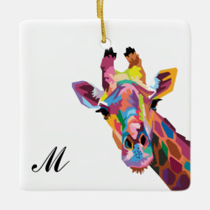 Pop Art Giraffe Mit Monogramm Keramikornament