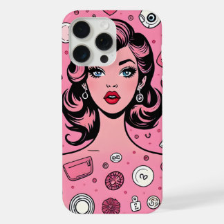 Pop Art Girl Case rosa Gehäuse Design iPhone 15 Pro Max Hülle