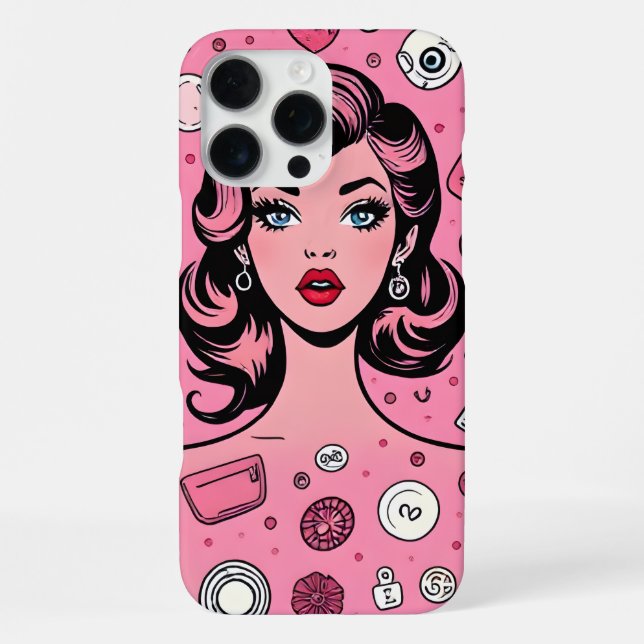 Pop Art Girl Case rosa Gehäuse Design iPhone Hülle (Rückseite)