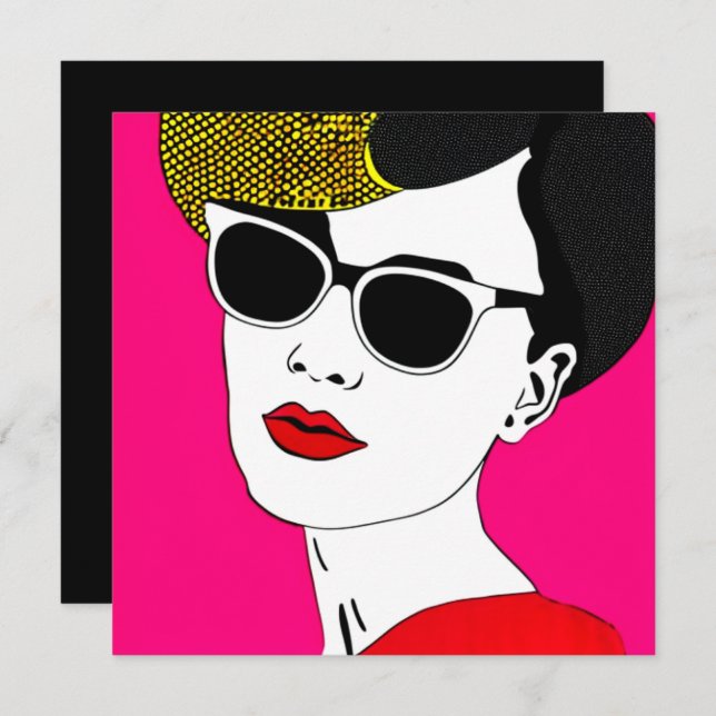 Pop Art Girl Einladung (Vorne/Hinten)