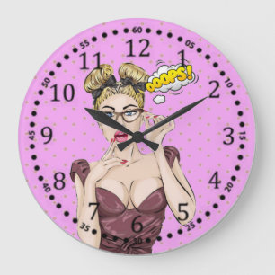 Pop Art Girl Große Wanduhr