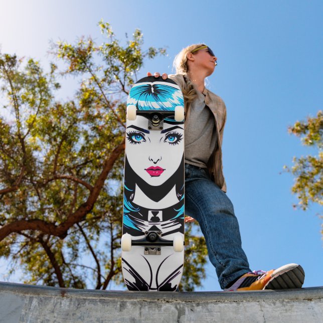 Pop Art Girl Skate: Reiten Sie Ihre Geschichte Skateboard (Außenbereich 1)