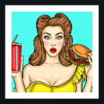 Pop Art Girl with Burger Kitchen 24x24 Poster<br><div class="desc">Dieses Poster/Druck wäre großartig für eine Retro-Küche. Wählen Sie Ihre eigene Größe,  Hintergrundfarbe und Papierqualität. Verwenden Sie die Zazzle-Framing-Tools,  um zu sehen,  wie dieses Bild gerahmt aussehen wird. Erhöhen oder verkleinern Sie die Grenze,  um Ihre Sehkraft Anzug.</div>