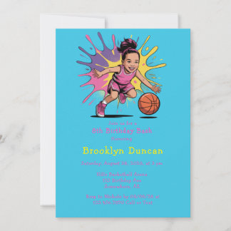 Pop Art Girls Basketball Bash Einladung