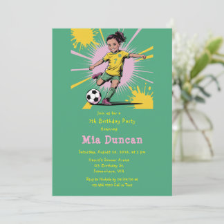 Pop Art Girls Fußball Geburtstagsparty Einladung