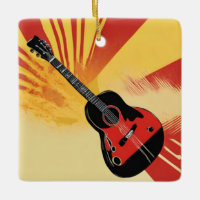 Pop Art Gitarre Malerei Illustration Vintag Retro