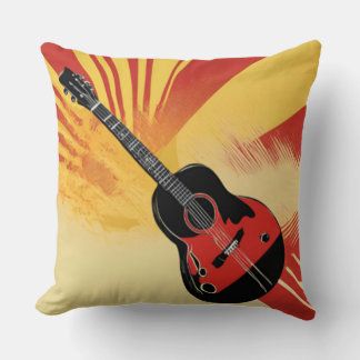 Pop Art Gitarre Malerei Illustration Vintag Retro Kissen