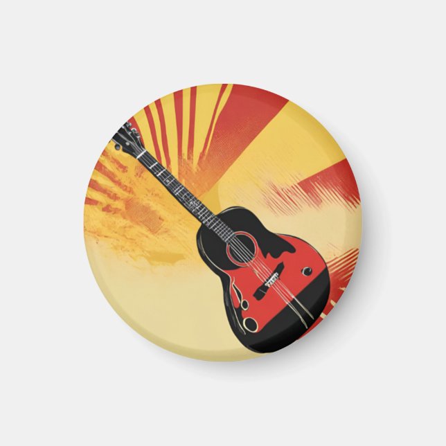Pop Art Gitarre Malerei Illustration Vintag Retro Magnet (Vorne)