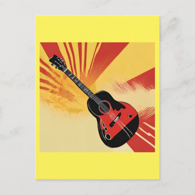 Pop Art Gitarre Malerei Illustration Vintag Retro Postkarte (Vorderseite)