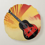 Pop Art Gitarre Malerei Illustration Vintag Retro Rundes Kissen<br><div class="desc">Pop Art Style Espanol / Spanische Gitarre Digitale Kunst</div>