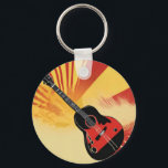 Pop Art Gitarre Malerei Illustration Vintag Retro Schlüsselanhänger<br><div class="desc">Pop Art Style Espanol / Spanische Gitarre Digitale Kunst</div>