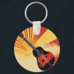Pop Art Gitarre Malerei Illustration Vintag Retro Schlüsselanhänger<br><div class="desc">Pop Art Style Espanol / Spanische Gitarre Digitale Kunst</div>