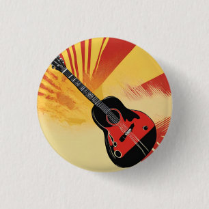 Pop-Art-Gitarrenmalerei-Illustration Vintage Retro Button